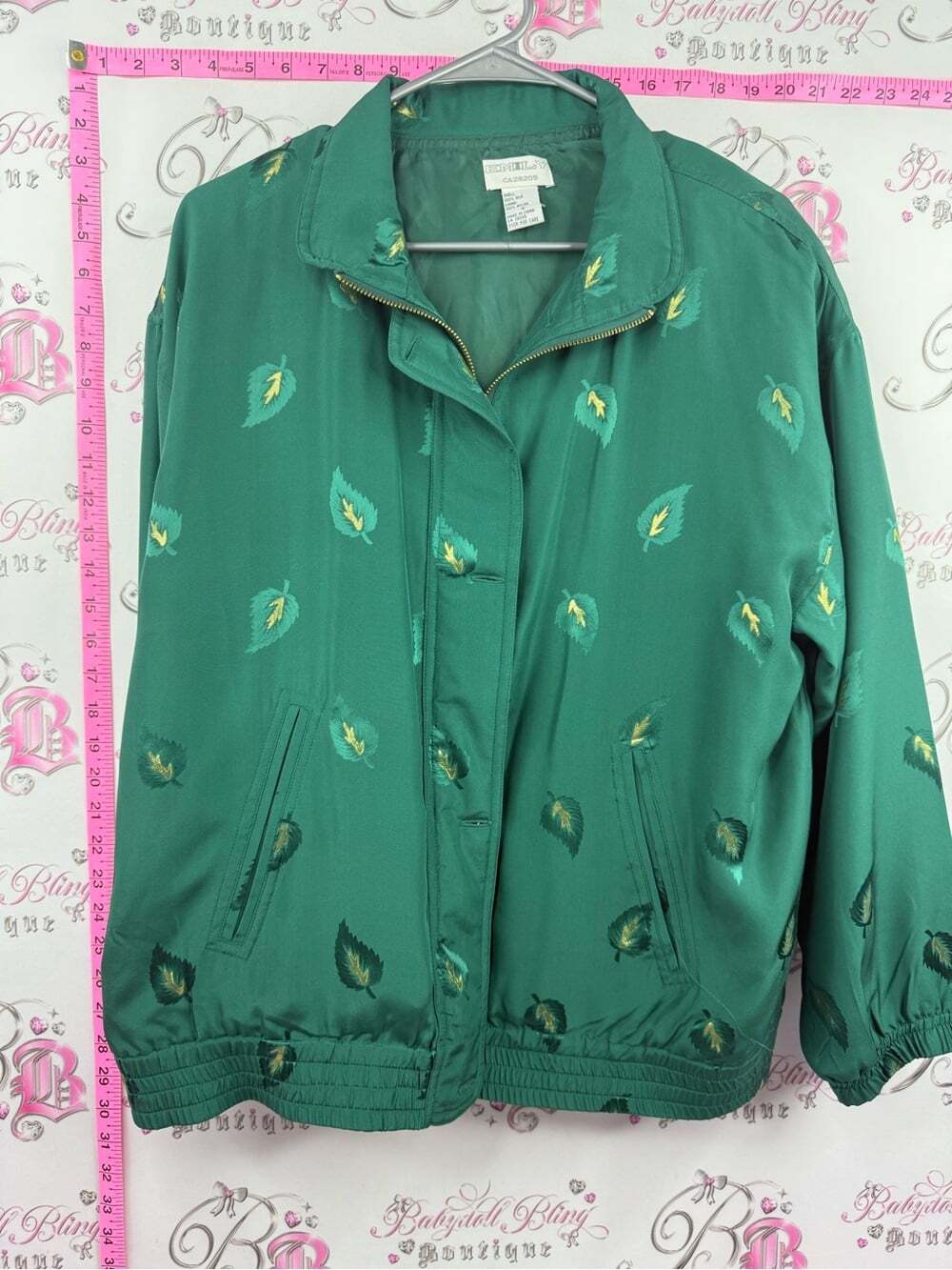 EMILY silk jacket Vintage Green forest Bomber Jacket gold details